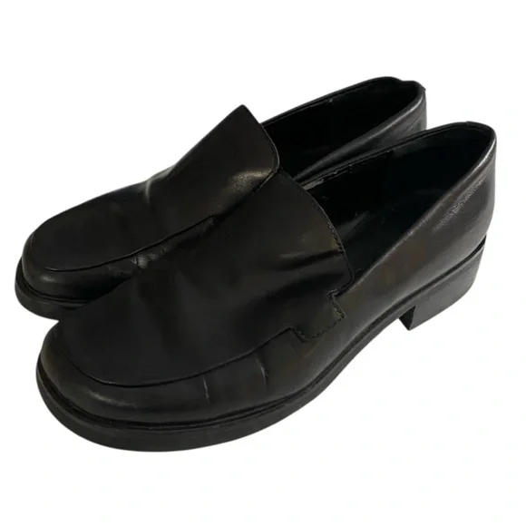 Franco Sarto L-Bocca Loafer Leather Slip-On Black Women's Size 7.5 Goth Grunge - Picture 3 of 12